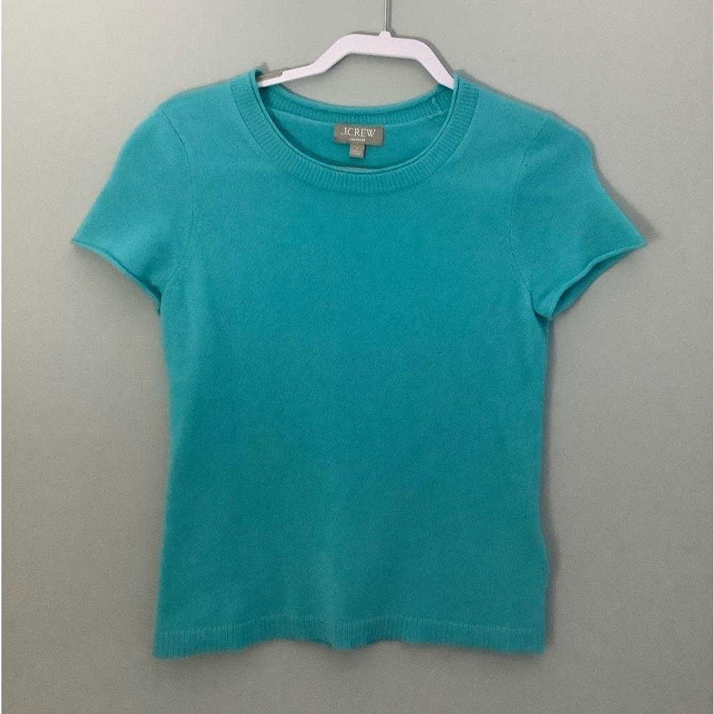 J CREW Turquoise Cashmere Relaxed T-Shirt Size S - Picture 2 of 8